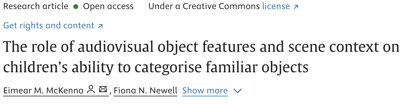 New paper: How sounds and scenes help children recognise objects